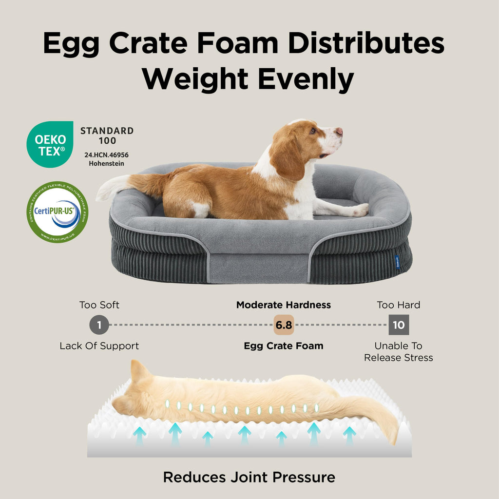 Oval Orthopedic Dog Bed 35" Grey I8792