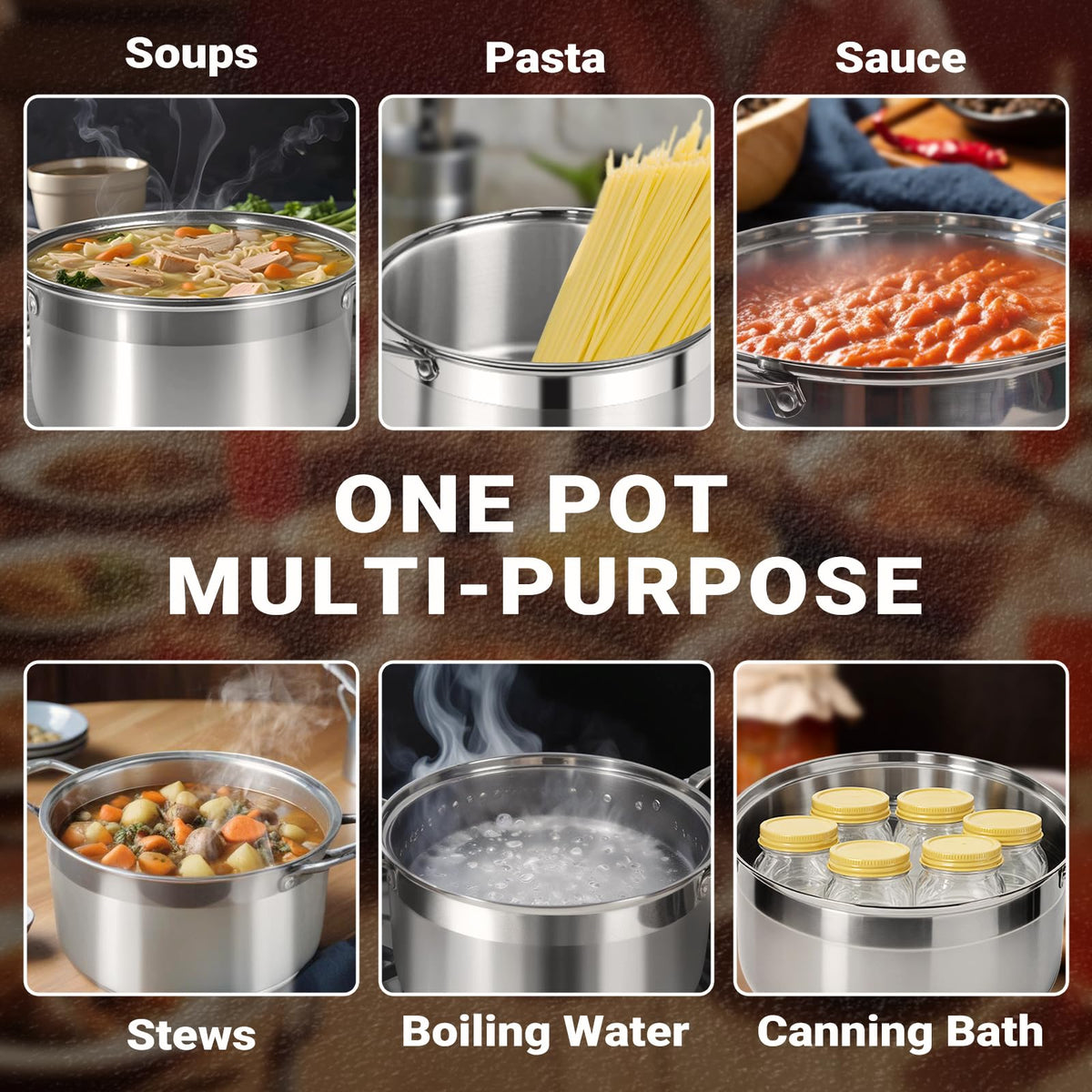 8 Quart Stainless Steel Induction Stock Pot G729703