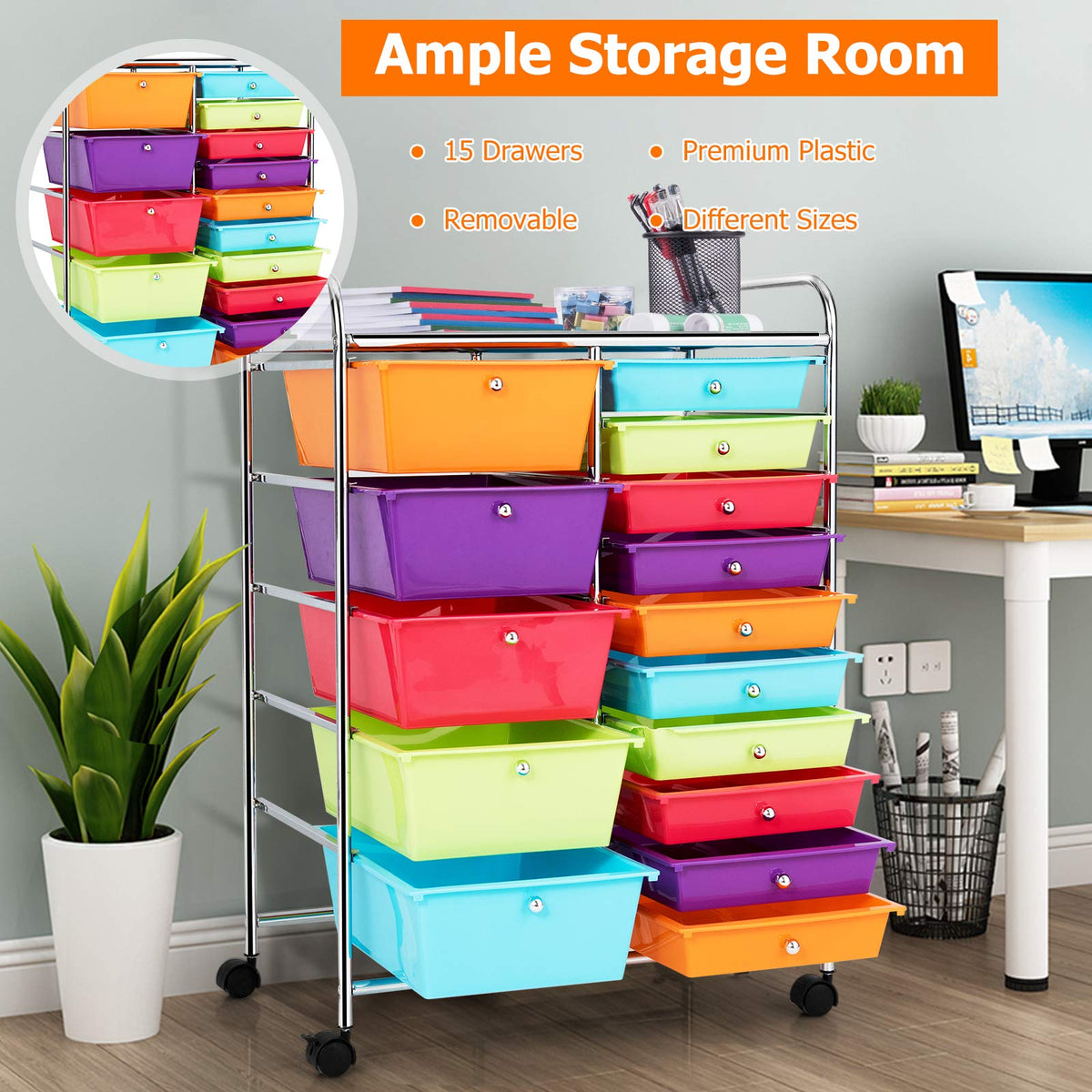15 Drawer Rolling Storage Cart O193
