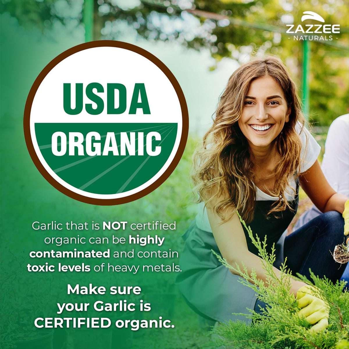 USDA Organic Odorless Garlic 20:1 Extract 100 Capsules V966996