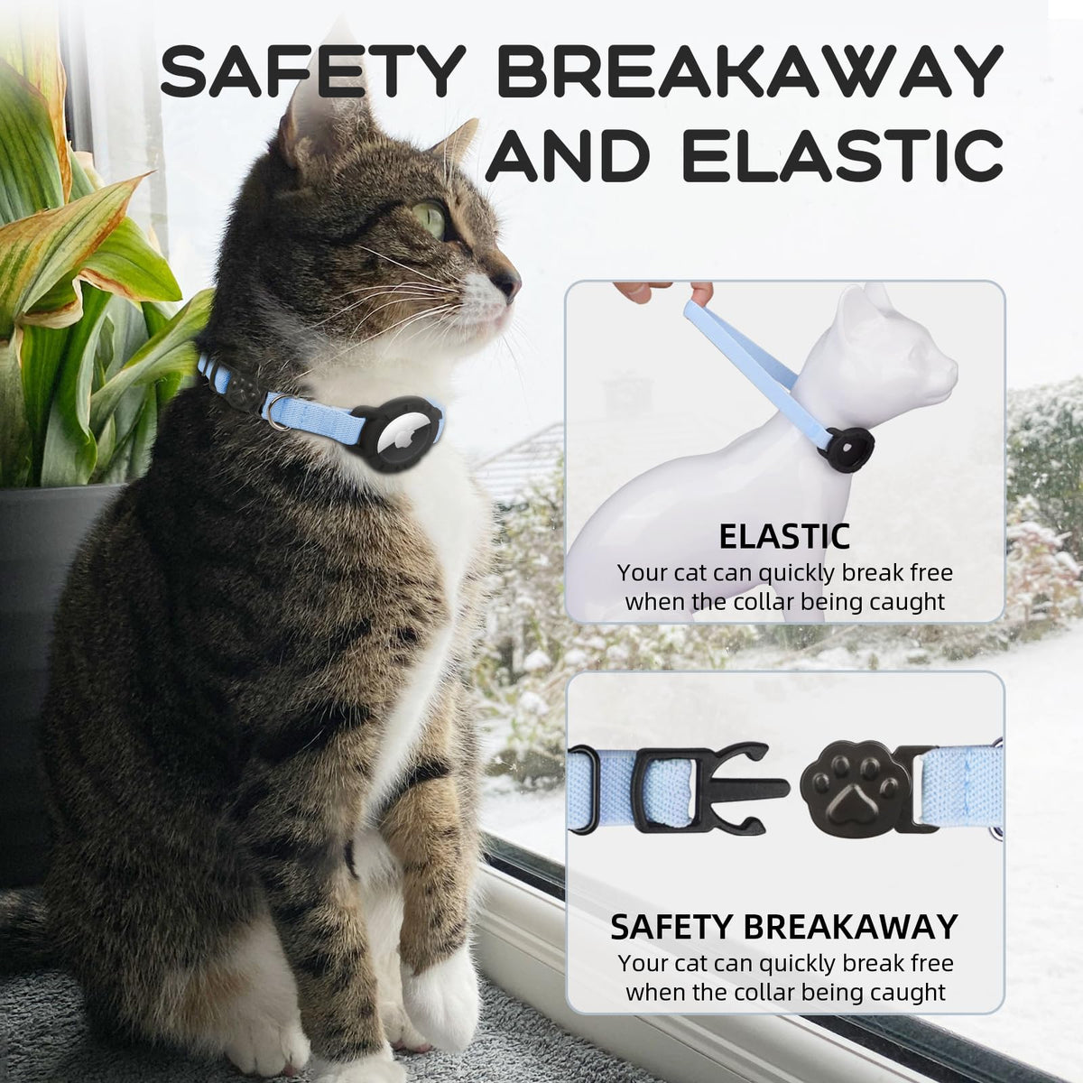 Cat Collar with AirTag Holder and Bell N972