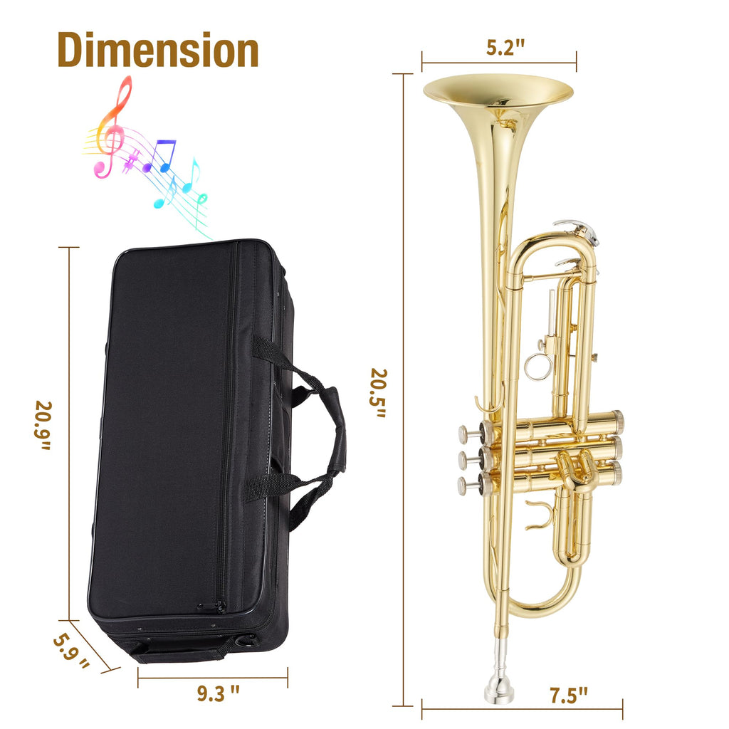 Gold Lacquer Brass Trumpet with Hard Case J136430