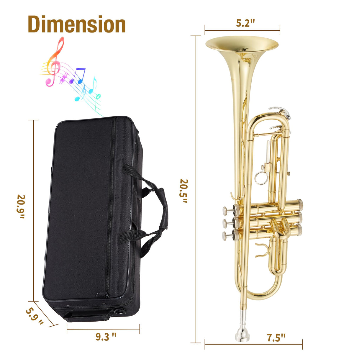 Gold Lacquer Brass Trumpet with Hard Case J136430