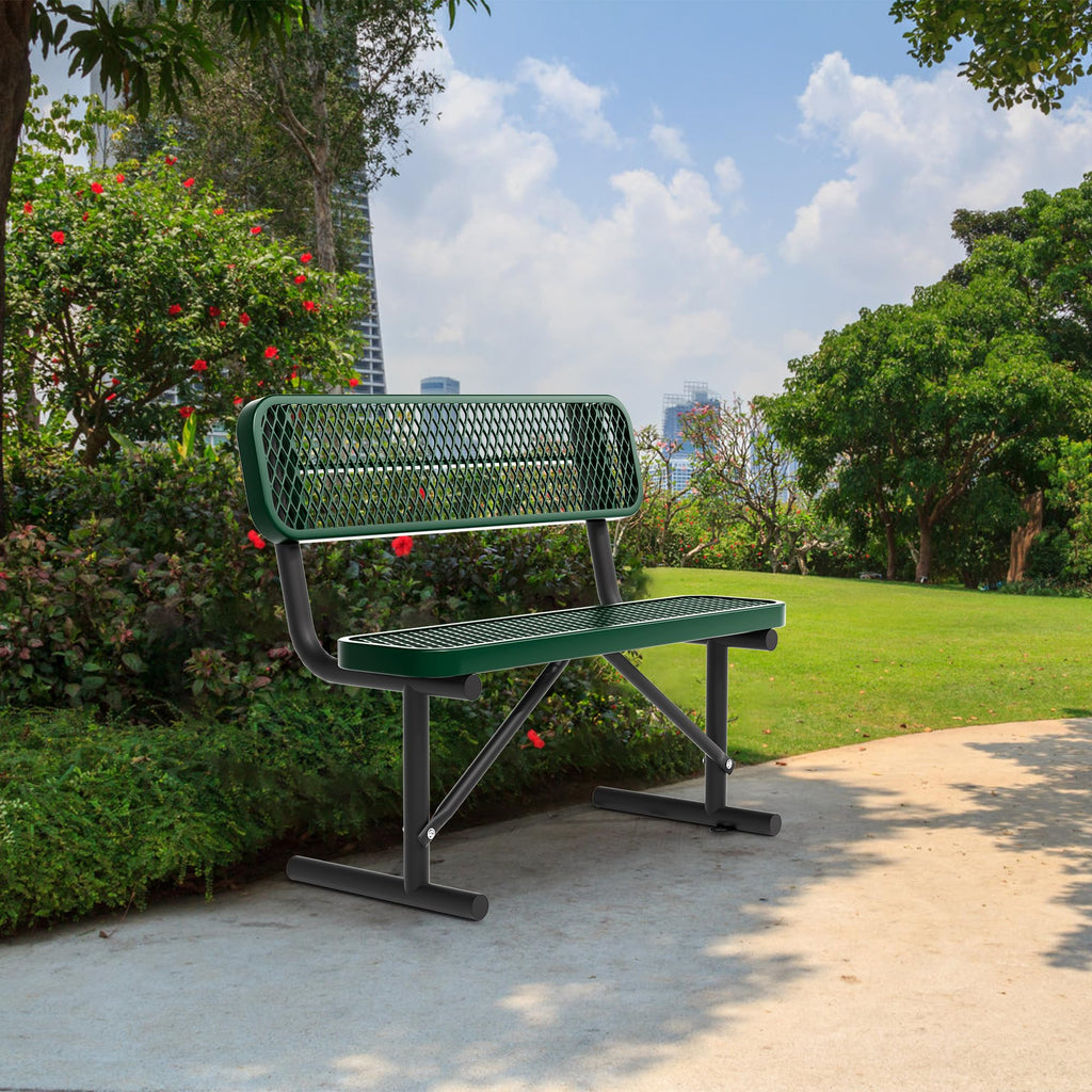 4FT Heavy Duty Metal Outdoor Bench with Backrest Z9558