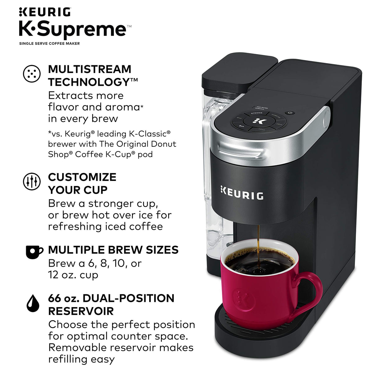 Compact Single Door Mini Fridge with Freezer, 1.7 Cubic Feet, Black & Single Serve K-Cup Pod Coffee Maker, Black G470