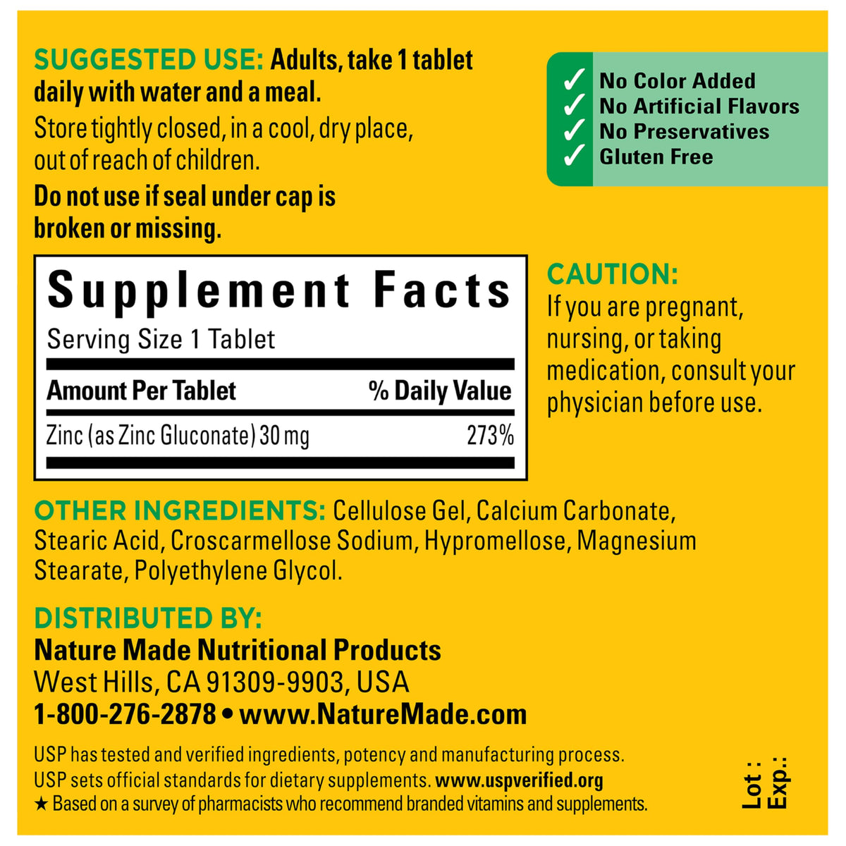 Zinc 30 mg 100 Tablets G9384