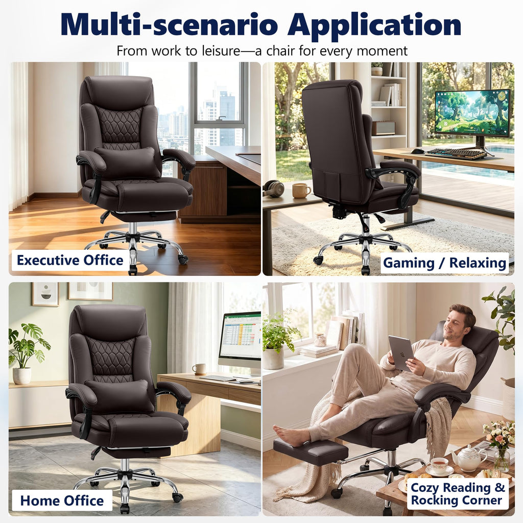 Brown PU Leather High Back Ergonomic Executive Office Chair R77357