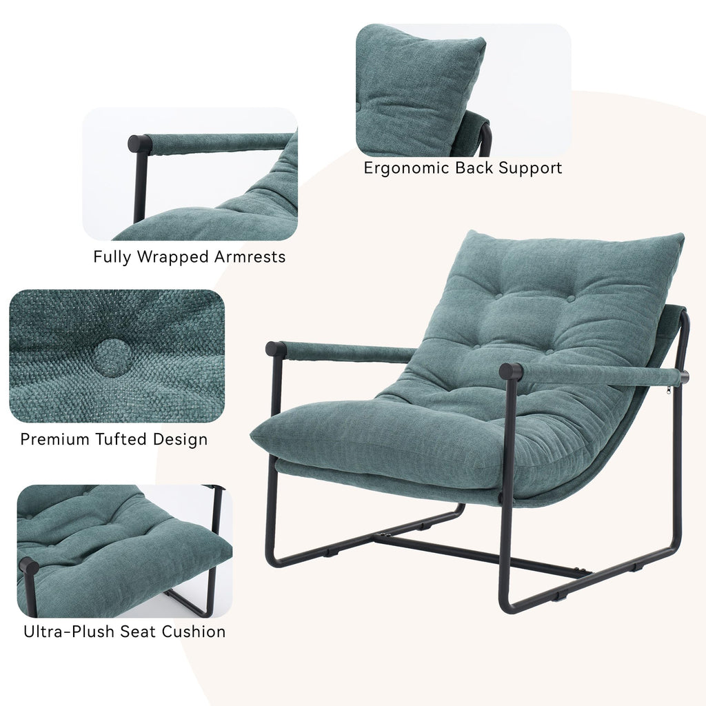 Green Set of 2 Upholstered Accent Chair with Metal Frame Q11887