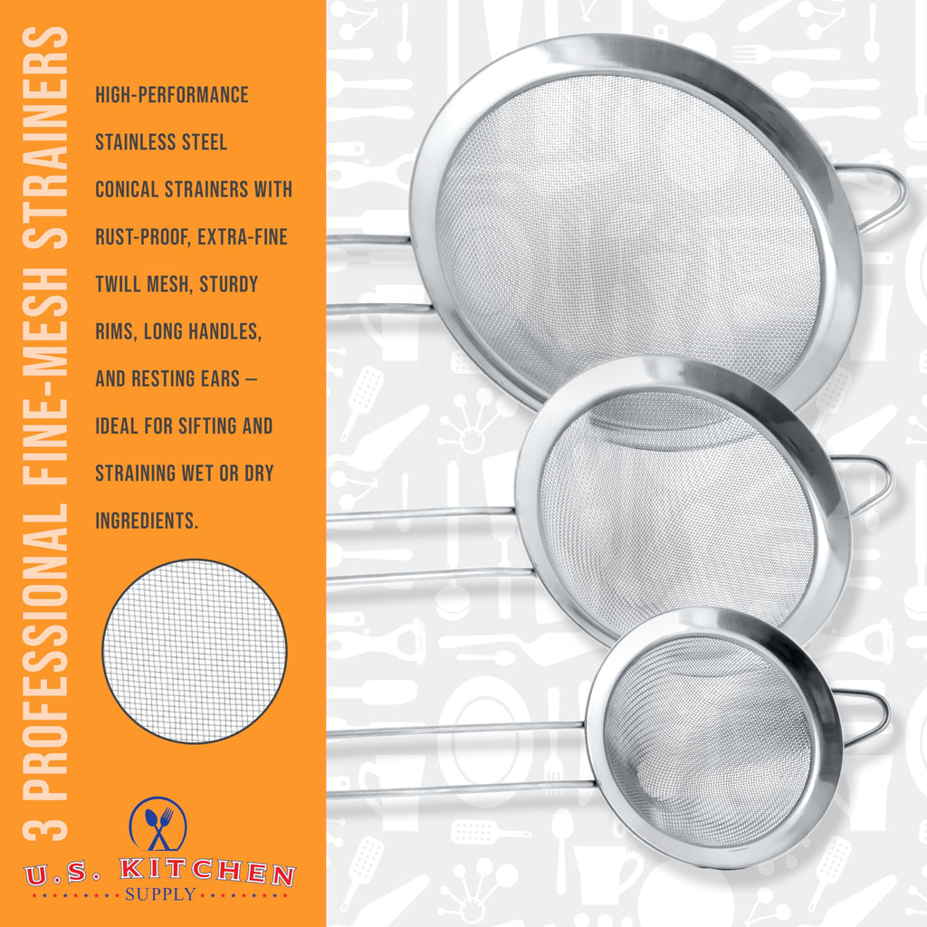 Set of 3 Stainless Steel Conical Strainers B64397