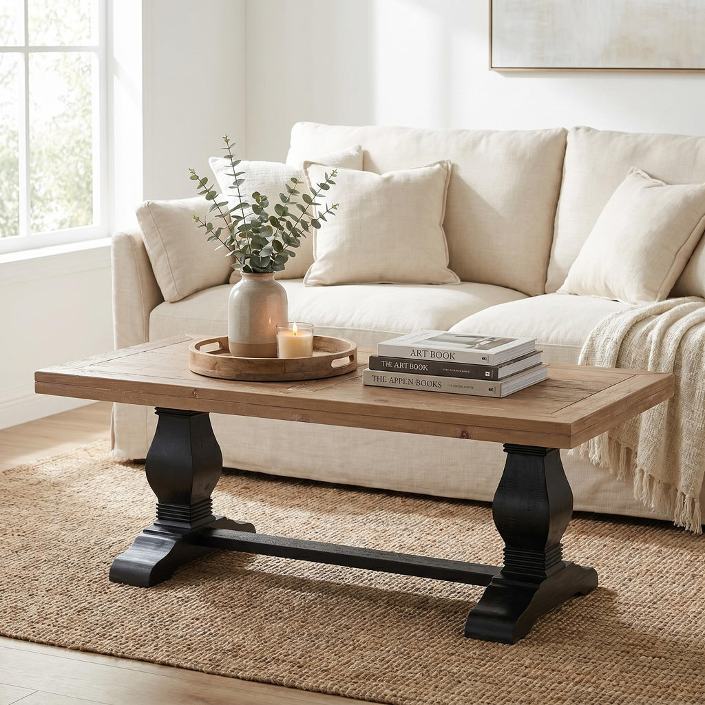Solid Wood Coffee Table, Black and Driftwood T711