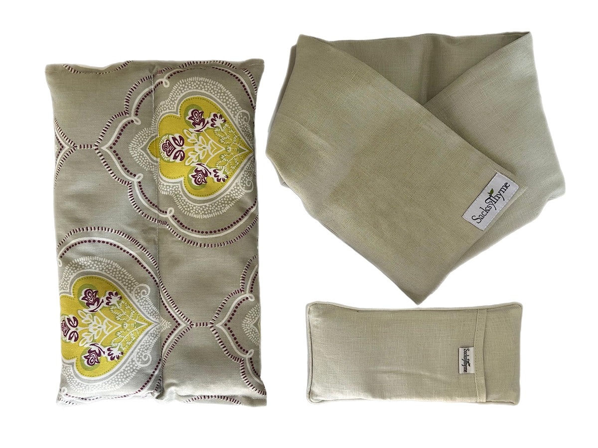 3 Piece Lavender Heating Pad, Linen Neck Wrap & Eye Pillow Z397