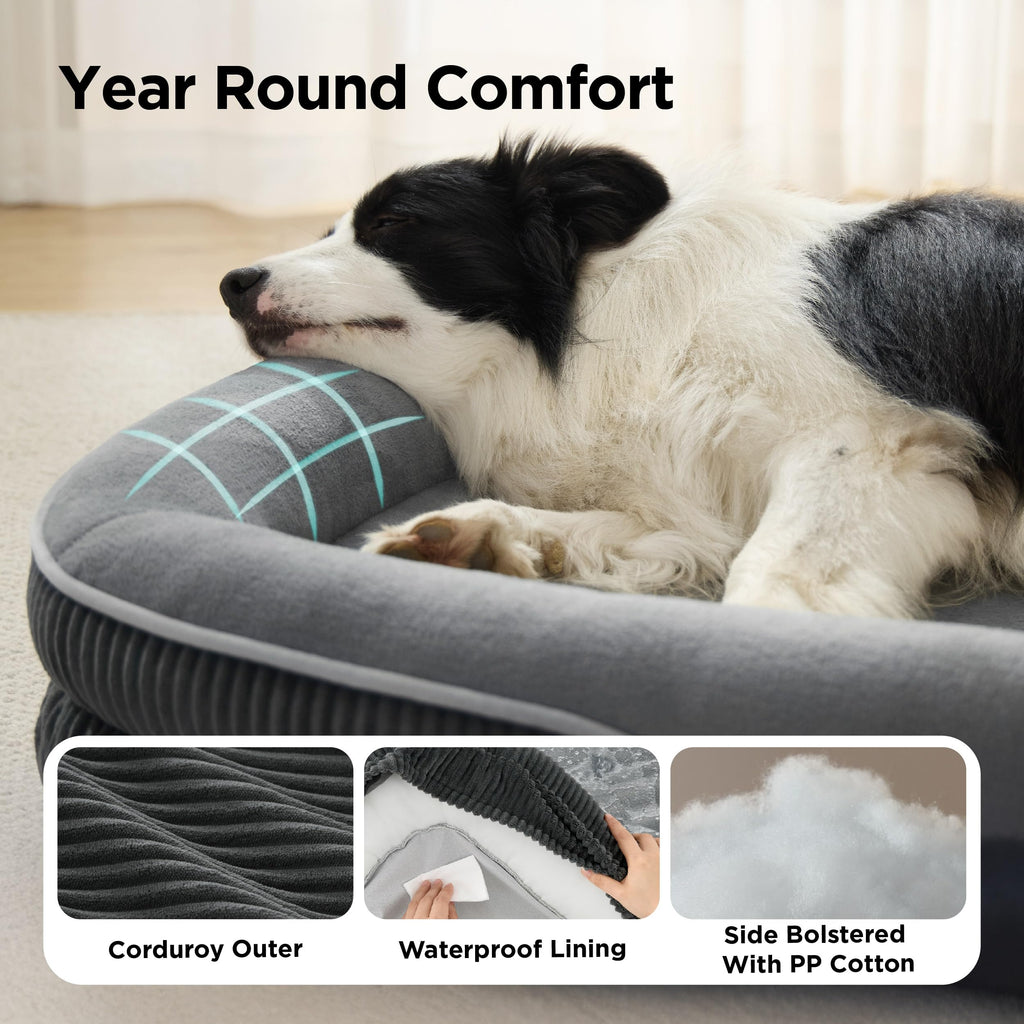 Oval Orthopedic Dog Bed 35" Grey I8792